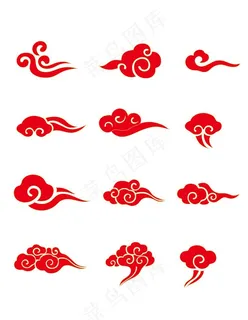 古典传统矢量红色祥云图案图片
