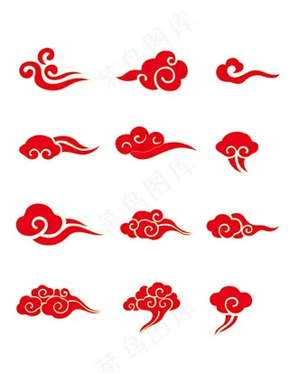 古典传统矢量红色祥云图案图片