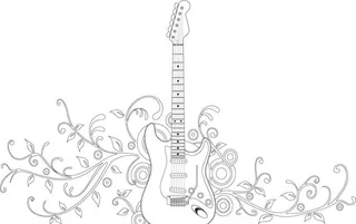 吉他 音乐  乐器 线稿图片