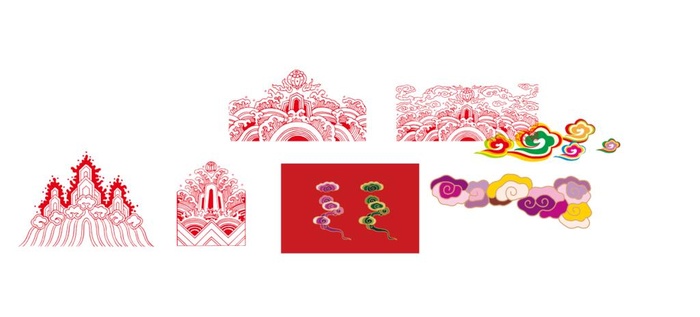 浪花 祥云 矢量平面图图片