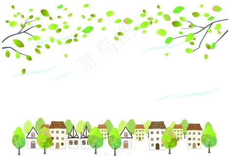 卡通手绘新农村图片