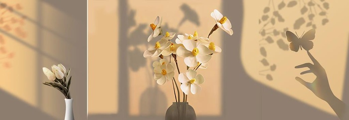 小清新手绘植物花朵装饰无框画图片