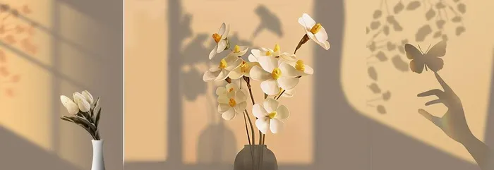 小清新手绘植物花朵装饰无框画图片(12598x4724)