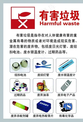 垃圾分类 有害垃圾图片