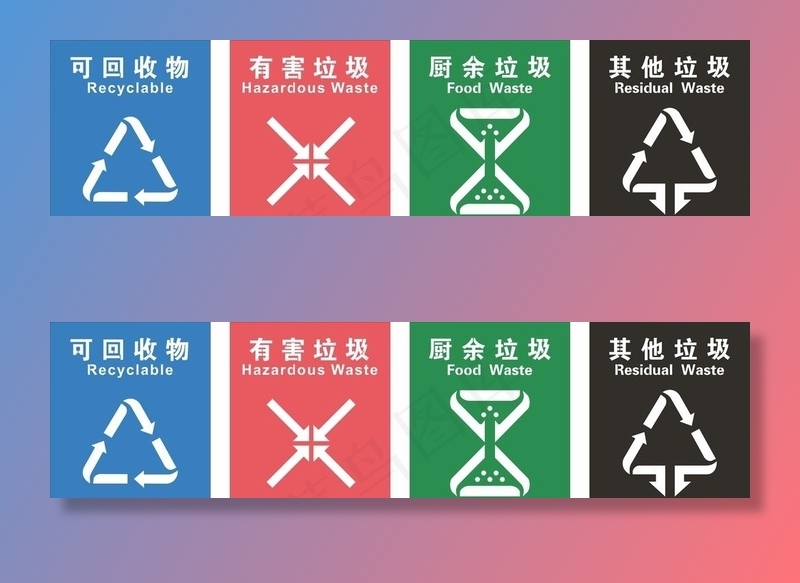 垃圾分类标识图片cdr矢量模版下载