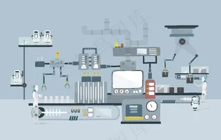 自动化作业卡通图图片