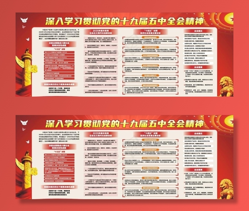 深入贯彻学习十九届五中全会精神图片cdr矢量模版下载