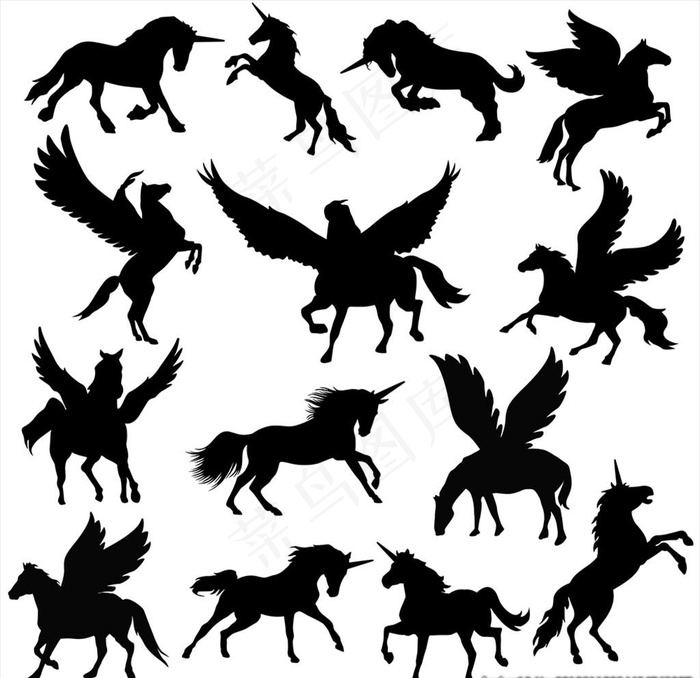剪影独角兽大全图片