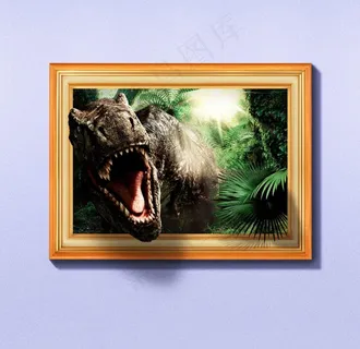 3d立体画墙贴热带雨林霸王龙图片