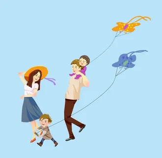 一家人放风筝图片