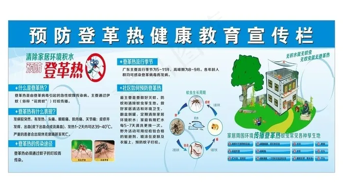 登革热健康教育图片cdr矢量模版下载