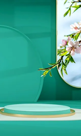 绿色系简约清爽春上新C4D场景图片