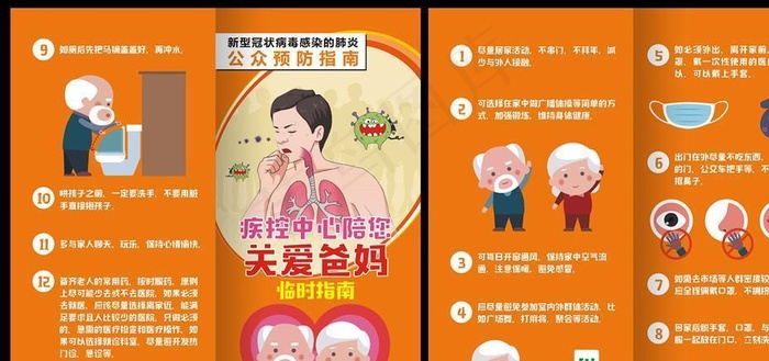 新冠病毒陪你关爱爸妈对折页图片(0×0像素())cdr矢量模版下载