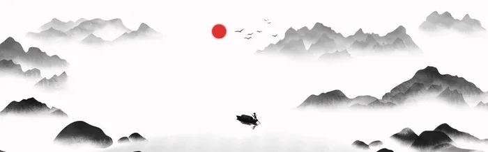 中国水墨山水图片(3642x1252)psd模版下载