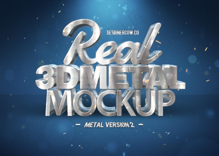 金属质感立体字样机图片