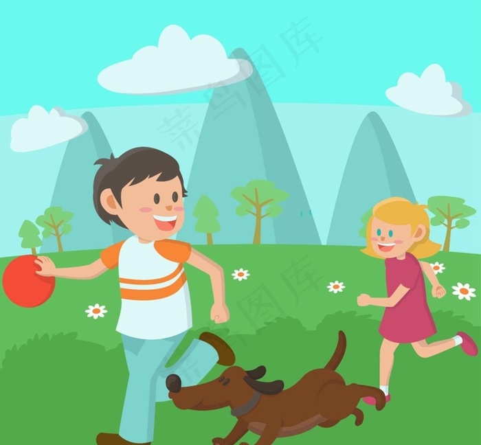 郊外玩耍的孩子图片