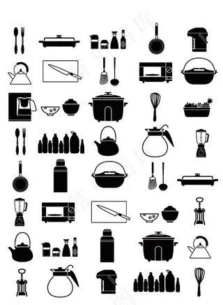 厨房用具剪影图片