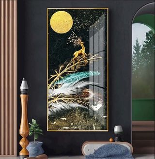 抽象艺术羽毛麋鹿创意装饰画玄关图片