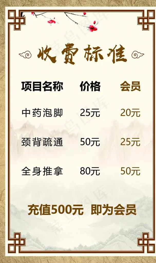 收费标准图片psd模版下载