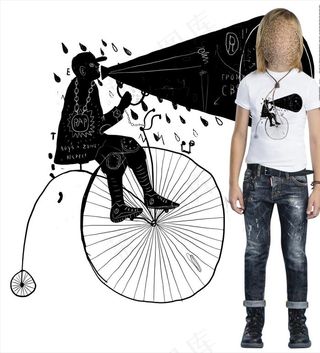 手绘涂鸦人物骑自行车图案下载图片