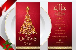 圣诞节新年红色菜单模板图片