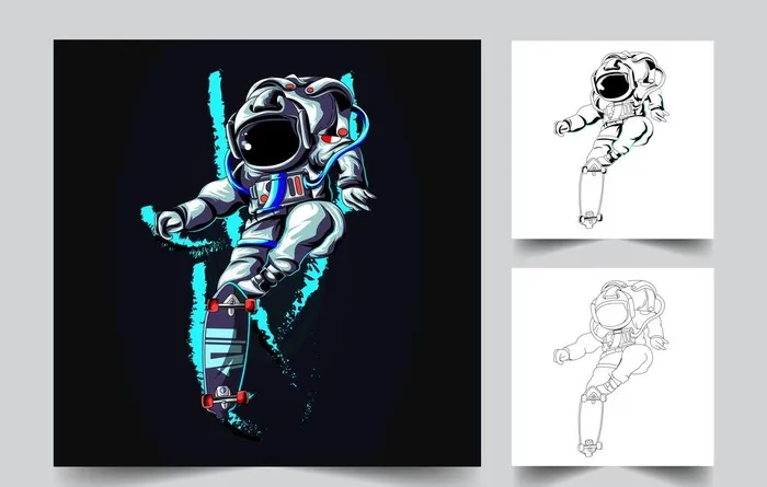 卡通太空人角色插画图片