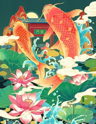 和气红鲤鱼图片