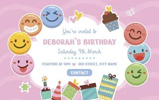 儿童卡通笑脸生日海报图片