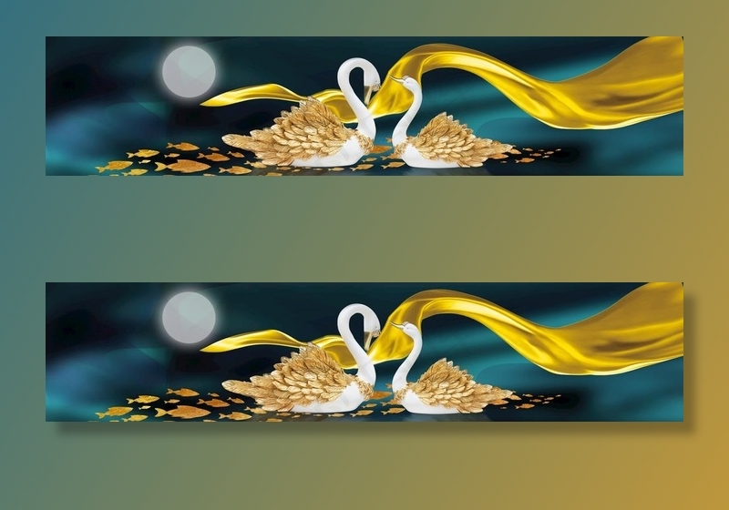 天鹅床头装饰画图片(9449x2362)psd模版下载