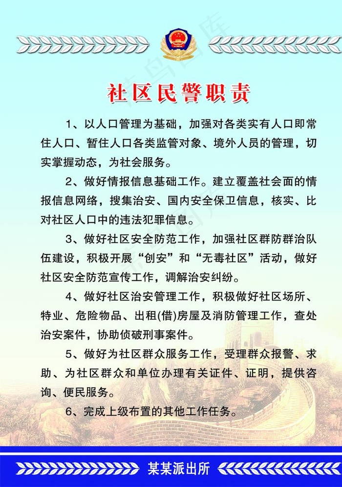 社区民警职责图片(2165x2953)psd模版下载