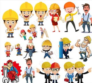 卡通装修建筑工人合集素材图片