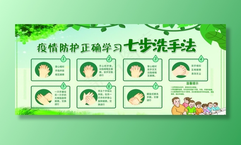七步洗手法图片psd模版下载