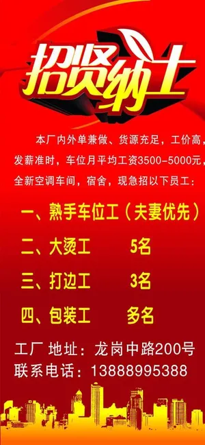 招聘海报 招工图片