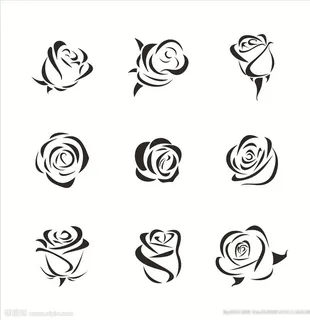 玫瑰花剪影 玫瑰花图标黑白玫瑰图片