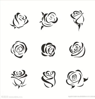 玫瑰花剪影 玫瑰花图标黑白玫瑰图片