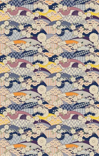 和风扇子花朵日式背景图片