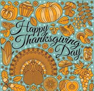 手绘感恩节火鸡和南瓜图片