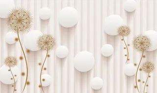 现代素雅花朵立体背景墙画图片