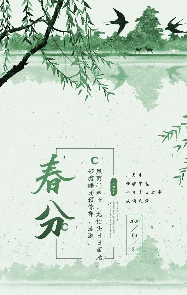 简约二十四节气春分海报图片