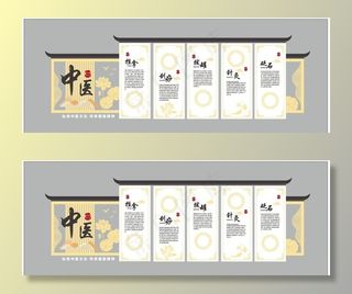 中医大气古风文化墙图片