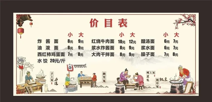 面馆价目表图片(9449x4252)psd模版下载