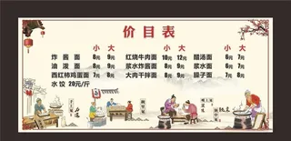 面馆价目表图片