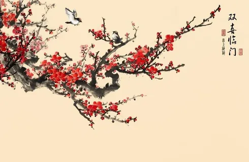 新中式梅花背景图片