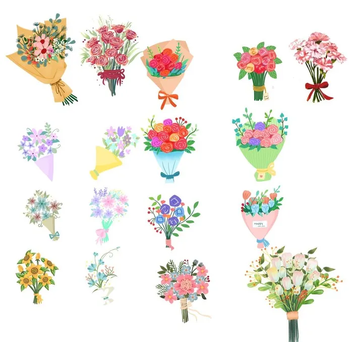 手绘手捧花束花朵图片