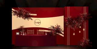 红色婚礼签到区 迎宾区图片