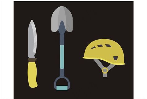 铁锹 头盔 小刀图片