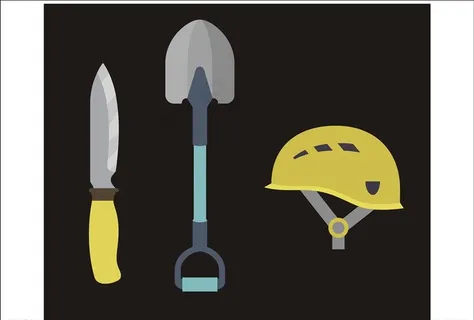 铁锹 头盔 小刀图片
