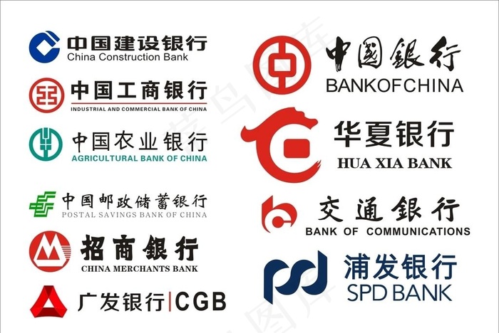 银行矢量图标图片cdr矢量模版下载