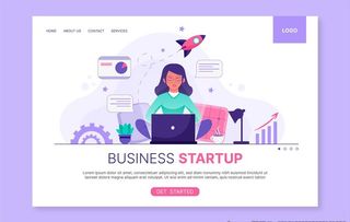 扁平化网络办公插画设计图片