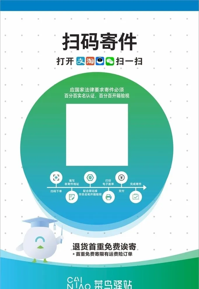 菜鸟驿站 扫码寄件图片cdr矢量模版下载